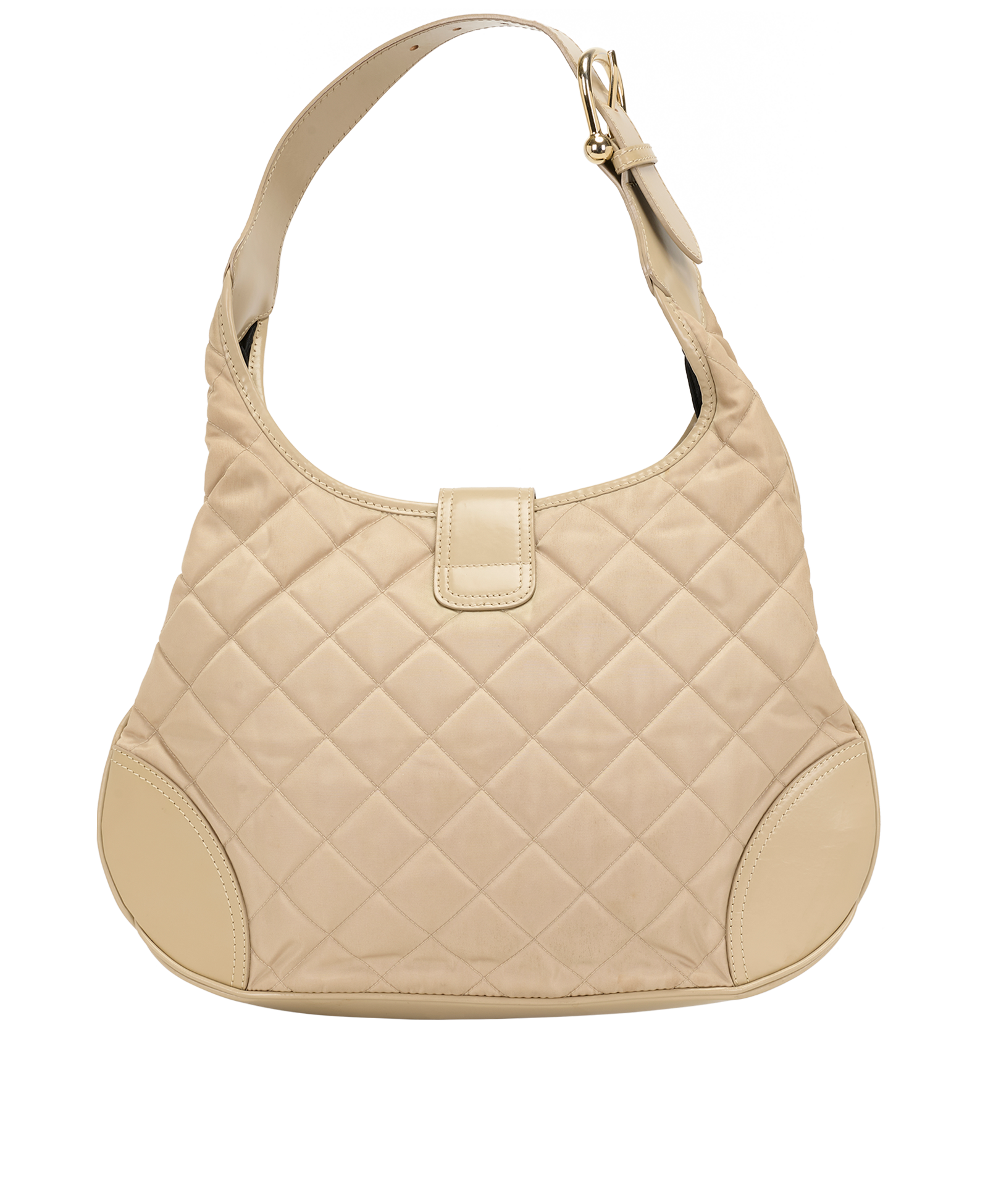 Brooke Quilted Hobo, &pound;210, Handbags, Beige, Fabric/Leather, Back view